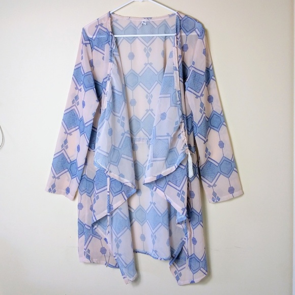 Geometric Print Kimono/Cover Up Blouse Size XL - Picture 2 of 7